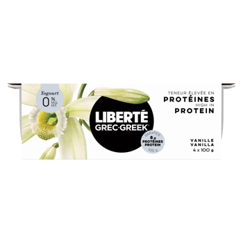 Liberté Grec Yogourt Vanille 0% M.G. 4x100G