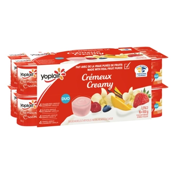 Yoplait Creamy Duo Raspberry-Vanilla, Blueberry-Vanilla, Mango-Vanilla, Strawberry-Vanilla Yogurt