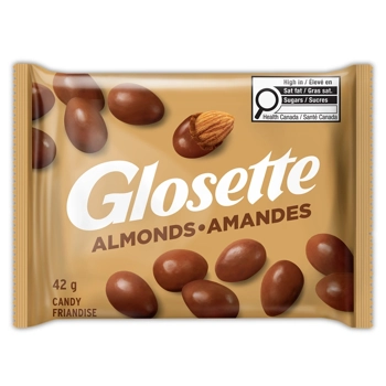 Chocolatey coated almonds