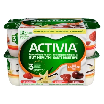 Yogourt Probiotiques Sans Lactose, Vanille, Fraises, Framboises, Cerises