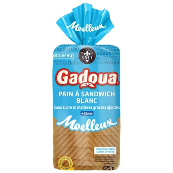 Pain à sandwich blanc sans sucre ni matières grasses ajoutés + Fibres Gadoua