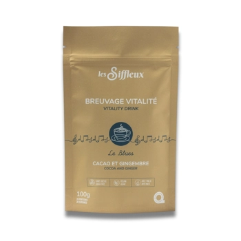 Le Blues, breuvage de cacao, gingembre et maca