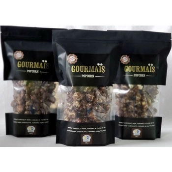 Double dark chocolate, caramel & fleur de sel popcorn