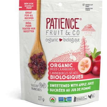 Organic Dried Cranberries Sweetened with apple juice and Sliced