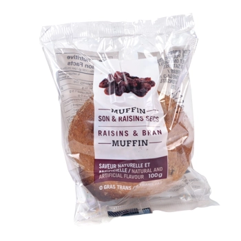 INDIVIDUALLY WRAPPED BAKED MUFFINS 100g BRAN & RAISINS MV407