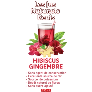 Jus hibiscus gingembre sans sucre.