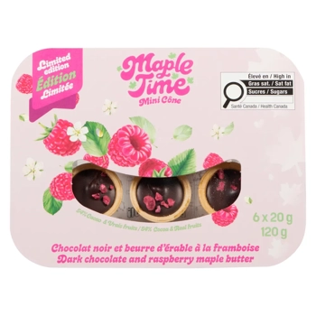 Cornets au chocolat noir et beurre d'érable framboise