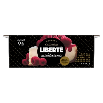 Liberté Méditerranée Yogourt Gâteau fromage framboise 9% M.G. 4x100G
