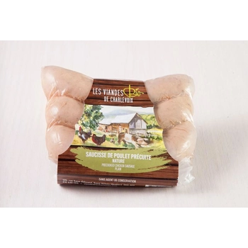 Saucisse de poulet nature bio.