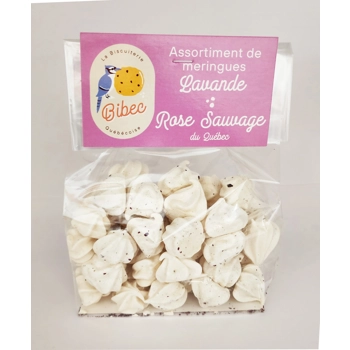 Assortiment de meringues Rose et Lavande du Québec.