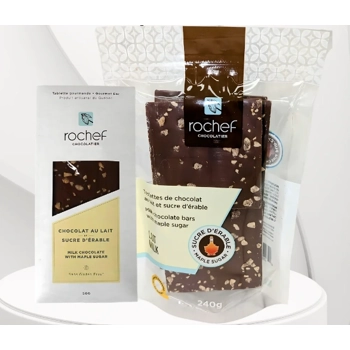 Milk chocolate bar with maple sugar.