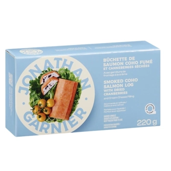 Smoked coho salmon and cranberries log