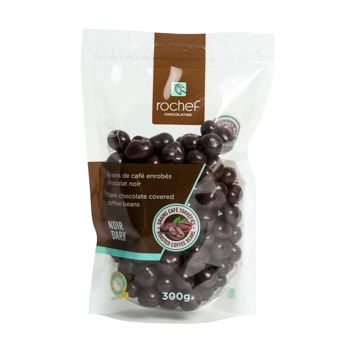 Coffee beans coated with dark chocolate