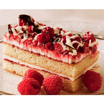Raspberries burst slab cake