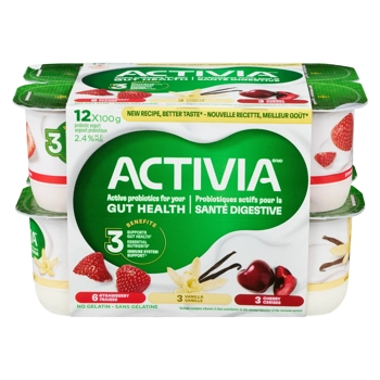 Activia Probiotiques aux Fraises a la Vanille et aux Cerises 12x100g