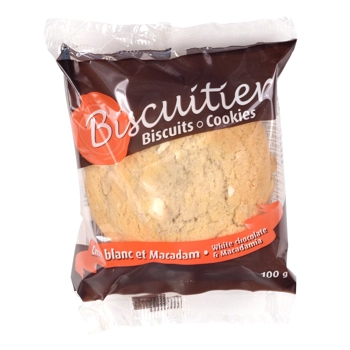 Cooked and individually wrapped Chocolate Macadamia Cookie