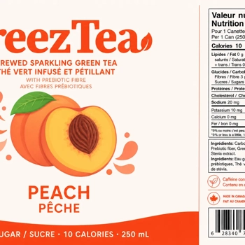 Thé vert infusé et pétillant peche -Breeztea