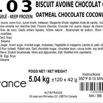 Biscuit avoines chocolat coconut - 2103