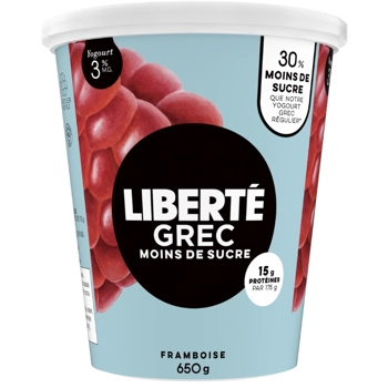 Yogourt Grec 3% moins de sucre Framboise