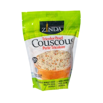 Couscous perlé tricolore avec orzo de blé entier, pois jaunes cassés et quinoa