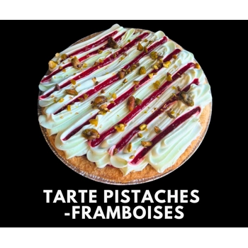 Tarte pistaches-framboises.
