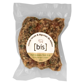 Saucisse aux champignons et fleur d'ail