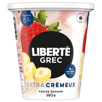 Liberté Greek Yogurt Strawberry Banana 5% M.F. 650G
