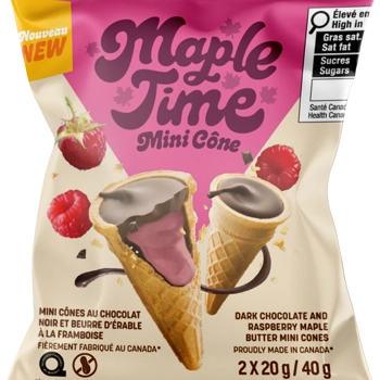 Cornets au chocolat noir et beurre d'érable framboise