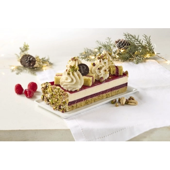RASPBERRY-PISTACHIO YULE LOG