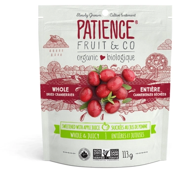 Canneberges séchées bio sucrées au jus de pomme et entières