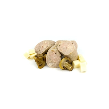 Saucisse fraîche de porc au fromage et champignons