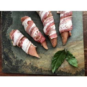 Suprêmes de poulet de grain au bacon, miel et ail