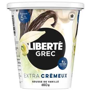 Liberté Greek Yogurt Vanilla Bean 5% M.F. 650G