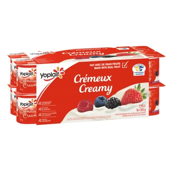 Yoplait Crémeux Framboises, bleuets, fruits des champs, fraises Yogourt