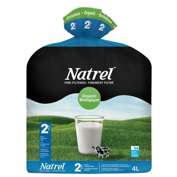 Lait partiellement écrémé finement filtré biologique 2 % M.G.