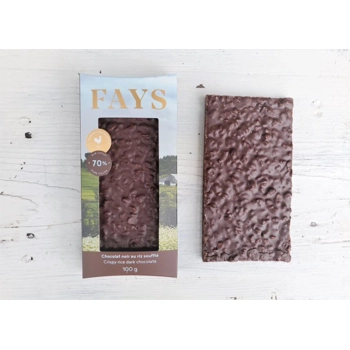 70 % dark chocolate bar with puffed rice