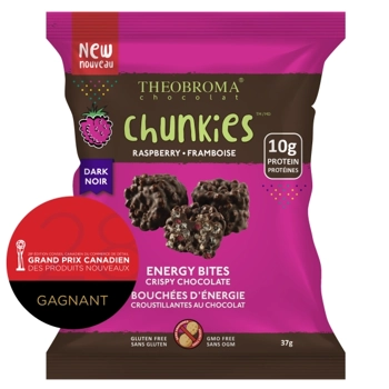60% Dark chocolate raspberry crispy energy bites chunkies