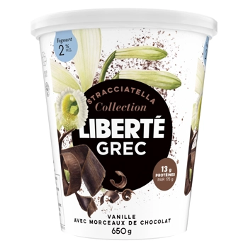 Yogourt Liberté Grec Vanille avec morceaux de chocolat 2%
