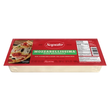 Saputo ML pizza mozzarella cheese 20% M.F. 12 x 690 g block