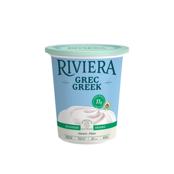 No sugar added lactose-free organic Plain Greek Yogurt 2% M.F.