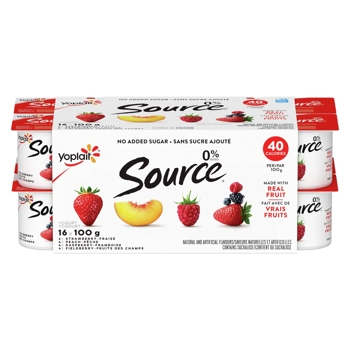 Yoplait Source 0% Fraises/Fruits Des Champs/Pêches/Framboises