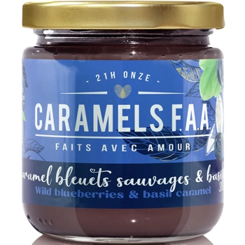 Wild blueberries & basil caramel