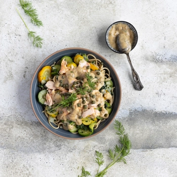 Pâtes crémeuses au saumon.