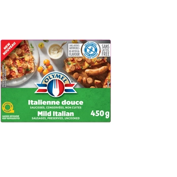 Saucisses Italienne douce  conservées, non cuites dans un boyau 100% végétal