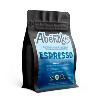 Abénakis café biologique équitable en grains Espresso 200g