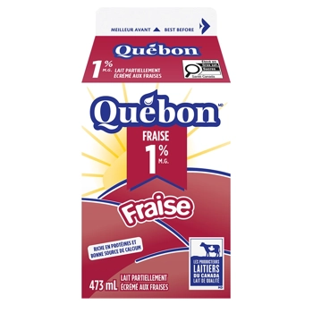 Lait partiellement écrémé aux fraises 1% M.G.