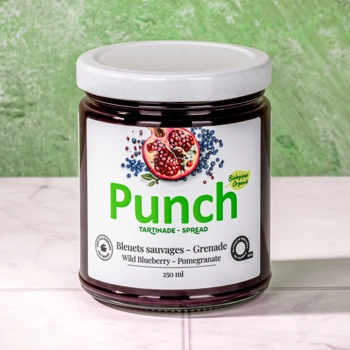 Organic wild blueberry and pomegranate spread