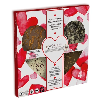 Inspiration Box 4 Barks Heart Box (Black Forest Cake, Caramel Pretzel Sea Salt, Cookie & Cream, Coffee Toffee)