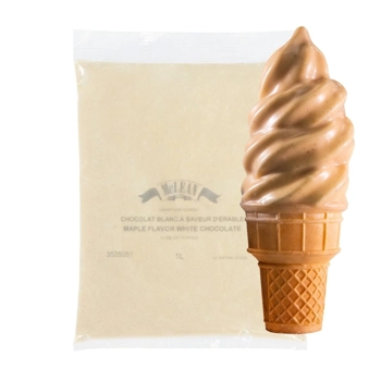 Maple flavoured white chocolate cone dip topping