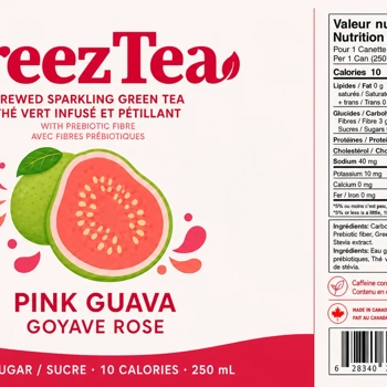 Thé vert infusé et pétillant goyave rose -Breeztea